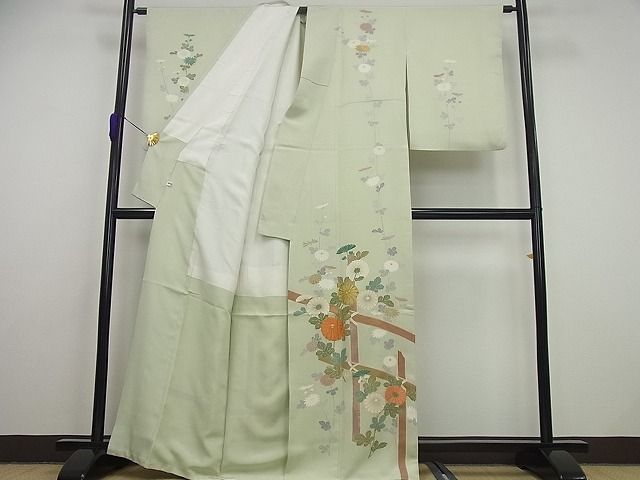 平和屋本店■極上　創業460年・千總　訪問着　駒刺繍　竹垣花文　パールトーン加工　逸品4s161