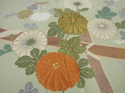 平和屋本店■極上　創業460年・千總　訪問着　駒刺繍　竹垣花文　パールトーン加工　逸品4s161
