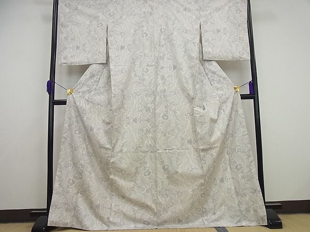 平和屋本店●極上　本場大島紬　白大島紬の巨匠　桑原織物伝統工芸作家　二代目　桑原啓之介　待宵草　証紙付き　逸品4s180