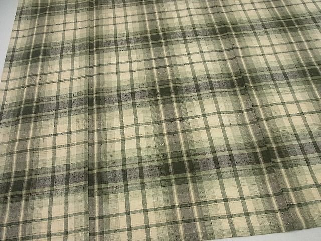 平和屋本店▽極上 郡上紬 加納別誂 草木染 単衣 高橋ウメ 格子柄 証紙付き 逸品4s182