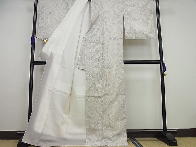 平和屋本店●極上　本場大島紬　白大島紬の巨匠　桑原織物伝統工芸作家　二代目　桑原啓之介　待宵草　証紙付き　逸品4s180
