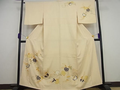 平和屋本店●極上　 工芸キモノ野口　訪問着　駒刺繍　蔦の葉文　銀彩　逸品4s184