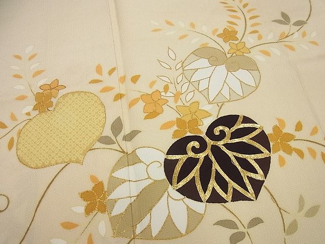 平和屋本店●極上　 工芸キモノ野口　訪問着　駒刺繍　蔦の葉文　銀彩　逸品4s184
