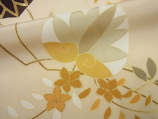 平和屋本店●極上　 工芸キモノ野口　訪問着　駒刺繍　蔦の葉文　銀彩　逸品4s184
