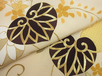 平和屋本店●極上　 工芸キモノ野口　訪問着　駒刺繍　蔦の葉文　銀彩　逸品4s184