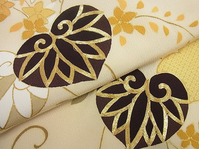 平和屋本店●極上　 工芸キモノ野口　訪問着　駒刺繍　蔦の葉文　銀彩　逸品4s184