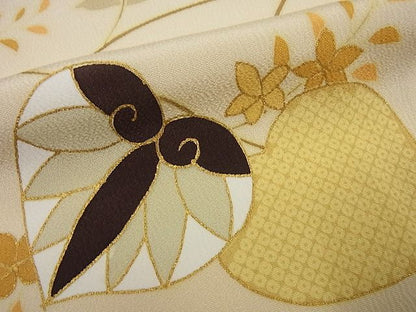 平和屋本店●極上　 工芸キモノ野口　訪問着　駒刺繍　蔦の葉文　銀彩　逸品4s184