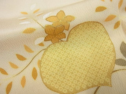 平和屋本店●極上　 工芸キモノ野口　訪問着　駒刺繍　蔦の葉文　銀彩　逸品4s184