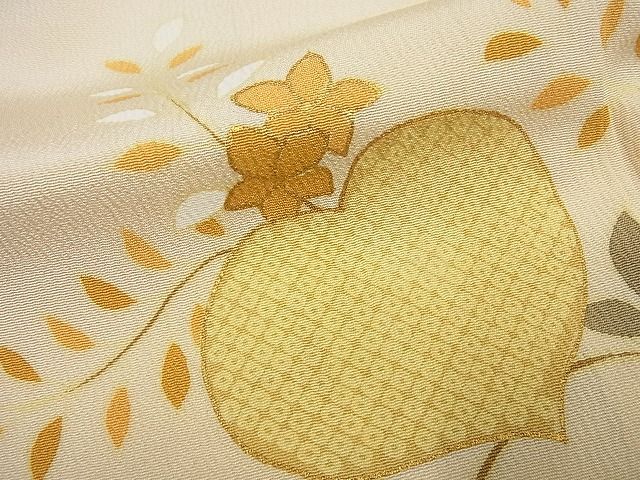 平和屋本店●極上　 工芸キモノ野口　訪問着　駒刺繍　蔦の葉文　銀彩　逸品4s184