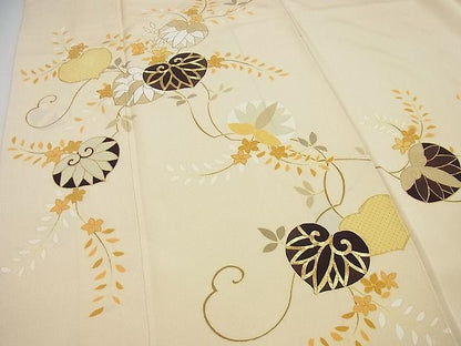 平和屋本店●極上　 工芸キモノ野口　訪問着　駒刺繍　蔦の葉文　銀彩　逸品4s184