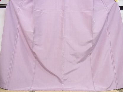 平和屋本店■希少　芝崎重一　座操手引糸　ロックウッド染　無地　淡紅藤色　ロング　着丈171cm　裄丈68cm　正絹　逸品　KAAA1802kk5
