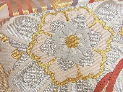 平和屋着物■六通柄袋帯 立波正倉院花文 金銀糸 逸品 du3817