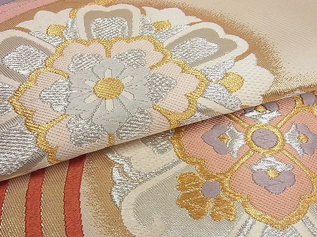 平和屋着物■六通柄袋帯 立波正倉院花文 金銀糸 逸品 du3817