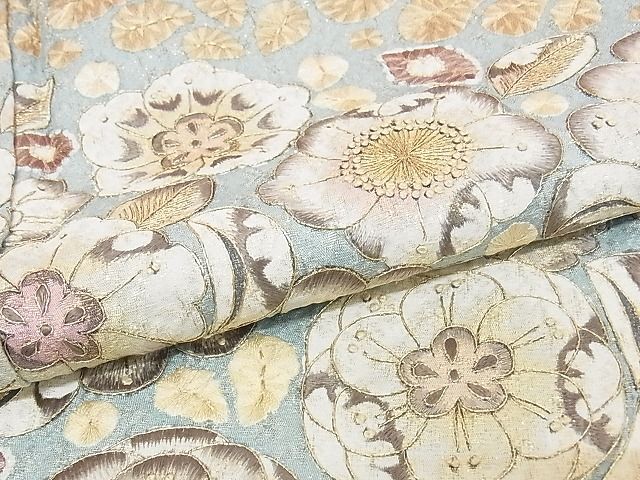 平和屋本店●最高級 振袖・長襦袢セット 総刺繍 辻が花 金通し地 着丈160.5cm 裄丈64cm 正絹 逸品 4kk0004