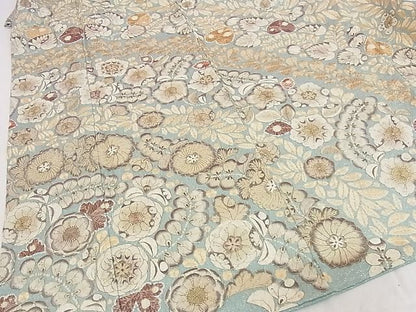 平和屋本店●最高級 振袖・長襦袢セット 総刺繍 辻が花 金通し地 着丈160.5cm 裄丈64cm 正絹 逸品 4kk0004