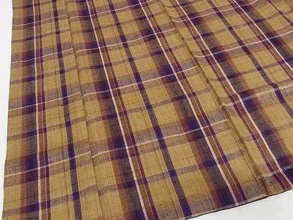 平和屋本店●極上　浦野理一　経節紬　アンサンブル　格子　着丈163cm　裄丈67.5cm　正絹　逸品　4kk0007