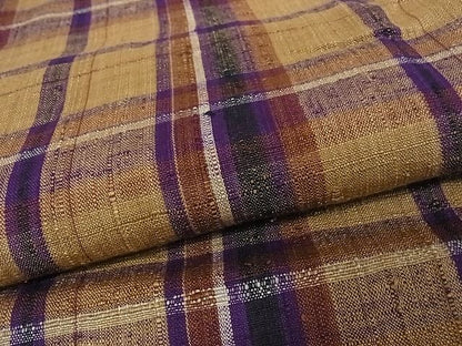 平和屋本店●極上　浦野理一　経節紬　アンサンブル　格子　着丈163cm　裄丈67.5cm　正絹　逸品　4kk0007