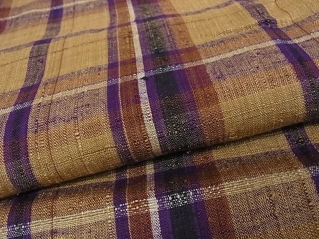 平和屋本店●極上　浦野理一　経節紬　アンサンブル　格子　着丈163cm　裄丈67.5cm　正絹　逸品　4kk0007