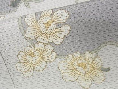 平和屋本店■極上 夏物 ジャパンオートクチュール 渡辺雪三郎 訪問着 絽 花唐草文 金彩 着丈162.5cm 裄丈68.5cm 正絹 逸品 4kk0116