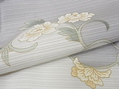 平和屋本店■極上 夏物 ジャパンオートクチュール 渡辺雪三郎 訪問着 絽 花唐草文 金彩 着丈162.5cm 裄丈68.5cm 正絹 逸品 4kk0116