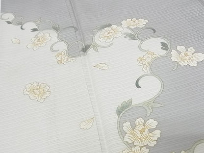 平和屋本店■極上 夏物 ジャパンオートクチュール 渡辺雪三郎 訪問着 絽 花唐草文 金彩 着丈162.5cm 裄丈68.5cm 正絹 逸品 4kk0116