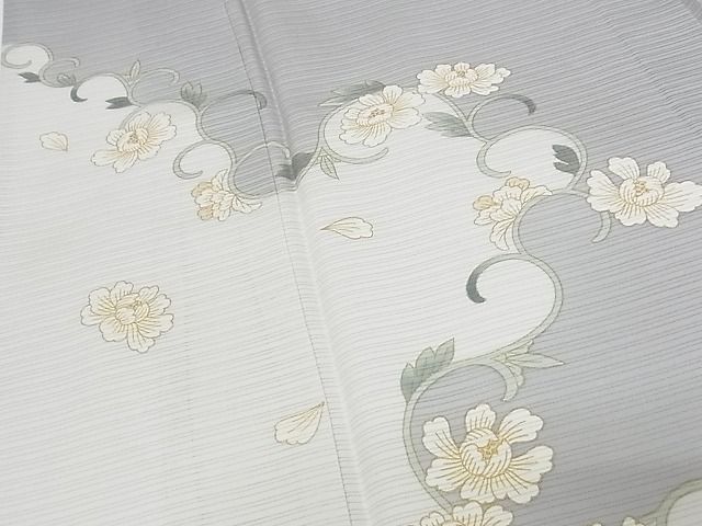 平和屋本店■極上 夏物 ジャパンオートクチュール 渡辺雪三郎 訪問着 絽 花唐草文 金彩 着丈162.5cm 裄丈68.5cm 正絹 逸品 4kk0116
