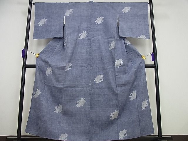 平和屋本店■極上　本場結城紬　重要無形文化財　100亀甲　奥順謹製　もろ入り　変り地小花模様　証紙付き　逸品3s5711
