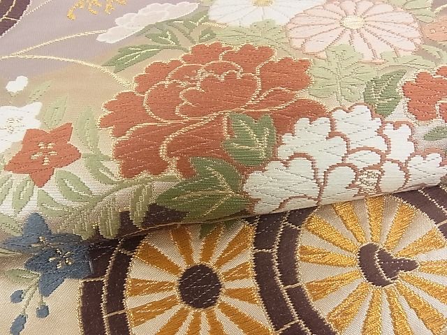 平和屋着物■六通柄袋帯 唐織 織文錦 花車文 金糸 逸品 rt3319