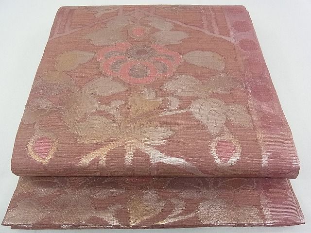 平和屋着物■六通柄袋帯 洋花唐草文 金糸 逸品 rt3326