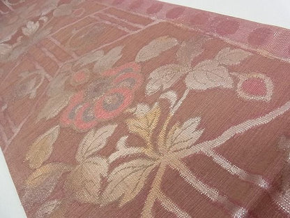 平和屋着物■六通柄袋帯 洋花唐草文 金糸 逸品 rt3326