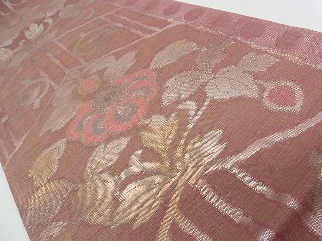 平和屋着物■六通柄袋帯 洋花唐草文 金糸 逸品 rt3326