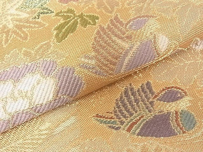 平和屋着物■佐賀錦 六通柄袋帯 鴛鴦花文 金糸 逸品 jm3098