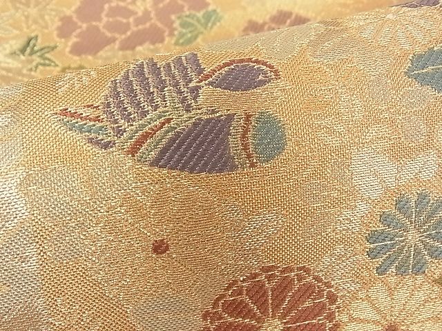 平和屋着物■佐賀錦 六通柄袋帯 鴛鴦花文 金糸 逸品 jm3098
