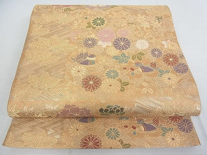 平和屋着物■佐賀錦 六通柄袋帯 鴛鴦花文 金糸 逸品 jm3098