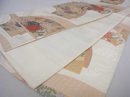 平和屋着物■六通柄袋帯 唐織 地神重ね鴛鴦花車文 金糸 逸品 ar6541