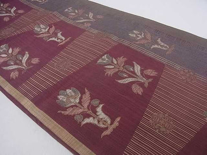 平和屋着物■六通柄袋帯 草花文 金糸 逸品 ar6607