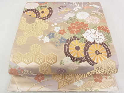 平和屋着物■六通柄袋帯 唐織 織文錦 花車文 金糸 逸品 rt3319