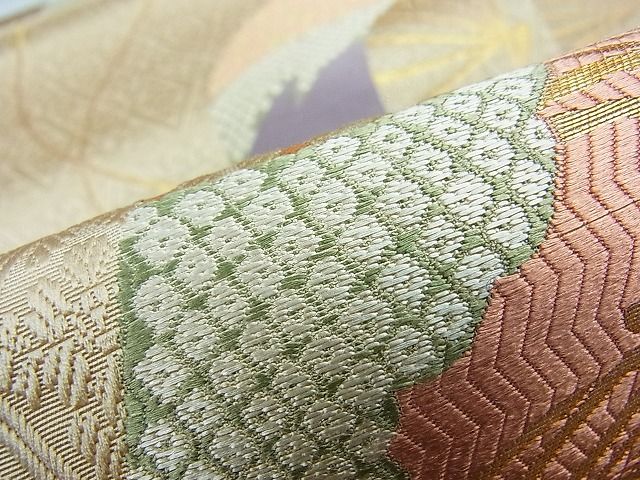 平和屋着物■六通柄袋帯 唐織 扇面吉祥文 金糸 逸品 in0235