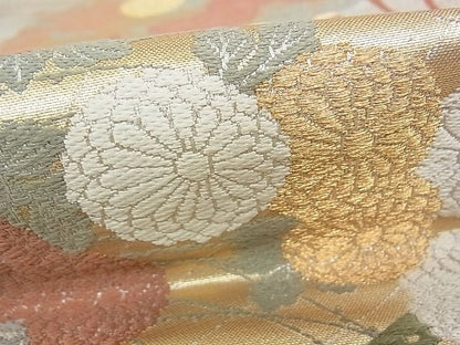 平和屋着物■六通柄袋帯 扇面草花文 金糸 逸品 rt3351