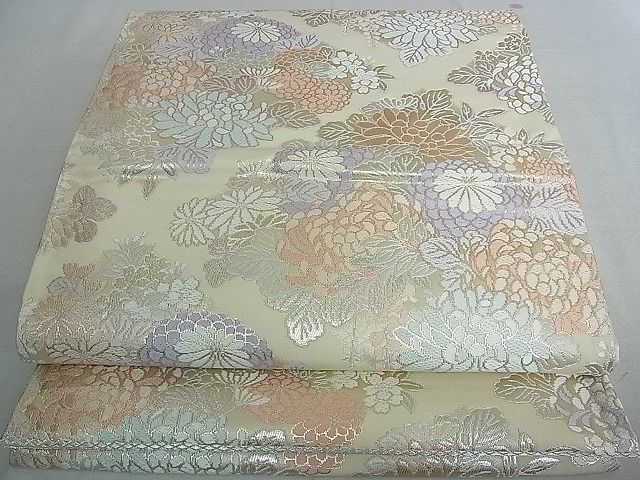 平和屋着物■六通柄袋帯 唐織 草花文 金糸 逸品 ud3635