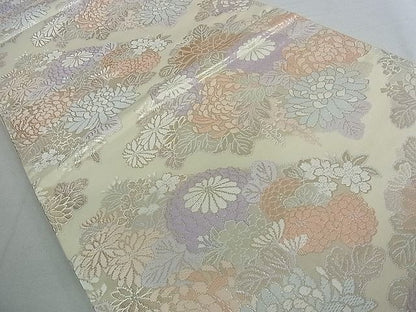 平和屋着物■六通柄袋帯 唐織 草花文 金糸 逸品 ud3635