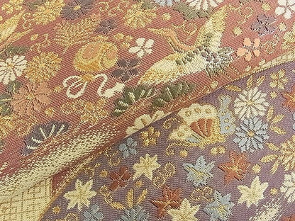 平和屋着物■六通柄袋帯 宝尽くし飛鶴吉祥花文 金糸 逸品 ud3637