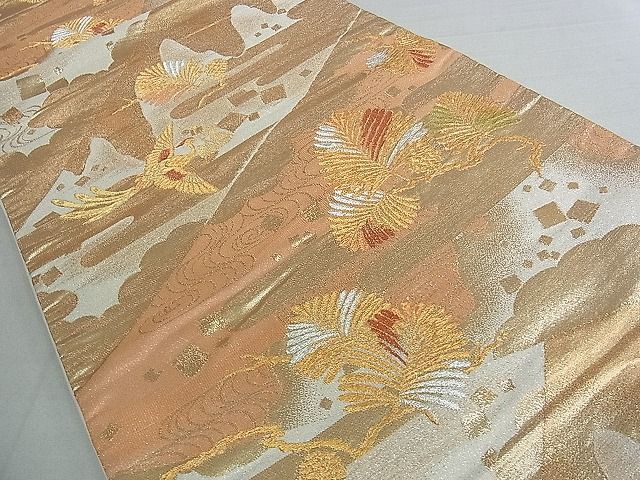 平和屋着物■六通柄袋帯 鳳凰松葉文 金銀糸 逸品 ud3680