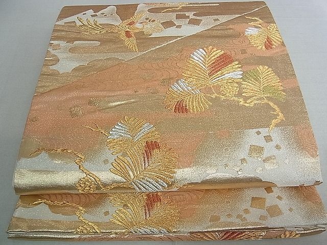 平和屋着物■六通柄袋帯 鳳凰松葉文 金銀糸 逸品 ud3680