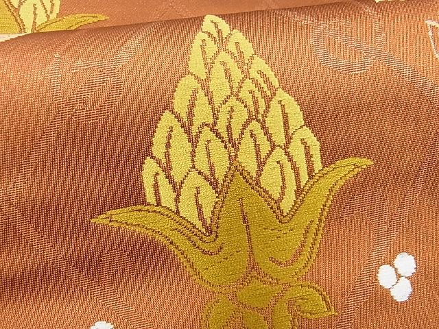 平和屋着物■六通柄 本袋帯 手織 唐草文 逸品 mz3995