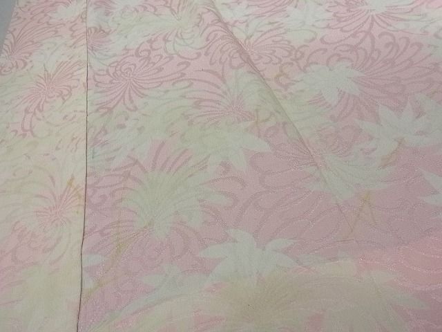 平和屋着物■長襦袢 無双仕立て 草花文 正絹 逸品 A-cs7257
