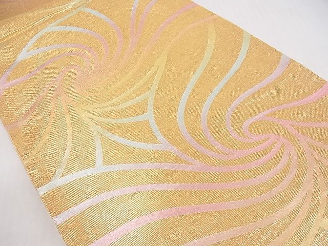 平和屋着物■全通柄袋帯 流線文 金糸 逸品 ya0832