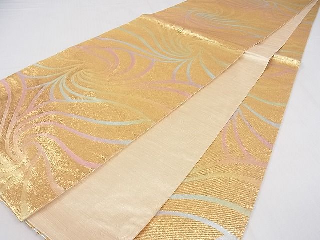 平和屋着物■全通柄袋帯 流線文 金糸 逸品 ya0832