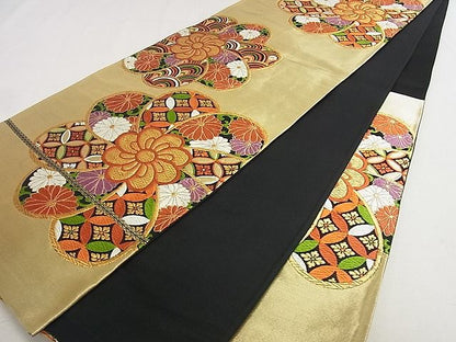 平和屋着物■六通柄袋帯 唐織 吉祥花文 金糸 逸品 du3927