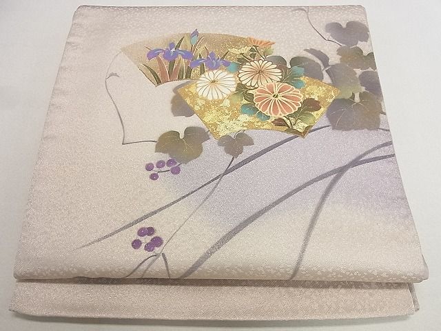 平和屋着物■太鼓柄袋帯 作家物 地紙草花文 金彩 逸品 du3931